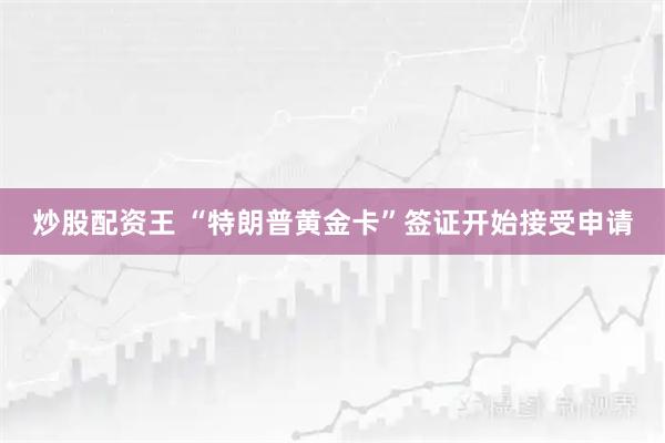 炒股配资王 “特朗普黄金卡”签证开始接受申请